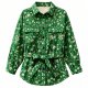 Women's Green Belted Shirt with Ditsy Floral Print