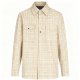 Men's Beige Long-Sleeve Shirt with Textured Check Print