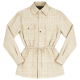 Beige Tweed Plaid Drawstring Shirt