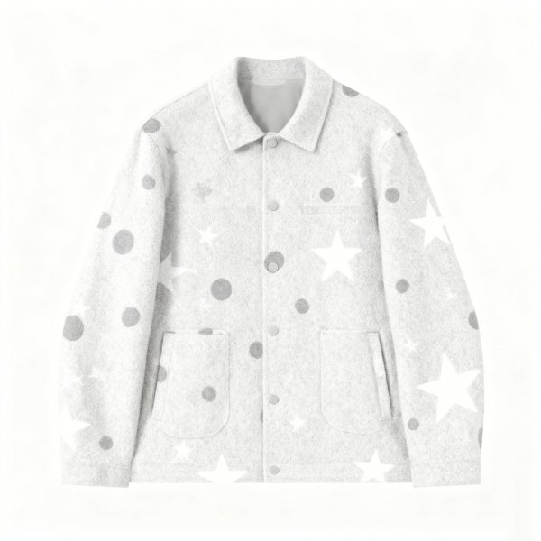 Women's Gray Jacket with Star & Polka Dot Mixed Print
